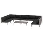Ensemble de salon de jardin vidaXL, canapé d'angle sectionnel en polyrotin gris foncé - 70 x 70 x 61 cm