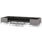 Ensemble de salon de jardin vidaXL, canapé d'angle sectionnel en polyrotin gris foncé - 70 x 70 x 61 cm