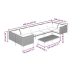 Ensemble de salon de jardin vidaXL, canapé d'angle sectionnel en polyrotin gris foncé - 70 x 70 x 61 cm