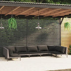 Ensemble de salon de jardin vidaXL, canapé d'angle sectionnel en polyrotin gris foncé - 70 x 70 x 61 cm