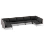 Ensemble de salon de jardin vidaXL, canapé d'angle sectionnel en polyrotin gris foncé - 70 x 70 x 61 cm