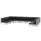 Ensemble de salon de jardin vidaXL, canapé d'angle sectionnel en polyrotin gris foncé - 70 x 70 x 61 cm