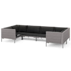 Ensemble de salon de jardin vidaXL, canapé d'angle sectionnel en polyrotin gris foncé - 70 x 70 x 61 cm
