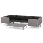 Ensemble de salon de jardin vidaXL, canapé d'angle sectionnel en polyrotin gris foncé - 70 x 70 x 61 cm