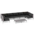 Ensemble de salon de jardin vidaXL, canapé d'angle sectionnel en polyrotin gris foncé - 70 x 70 x 61 cm