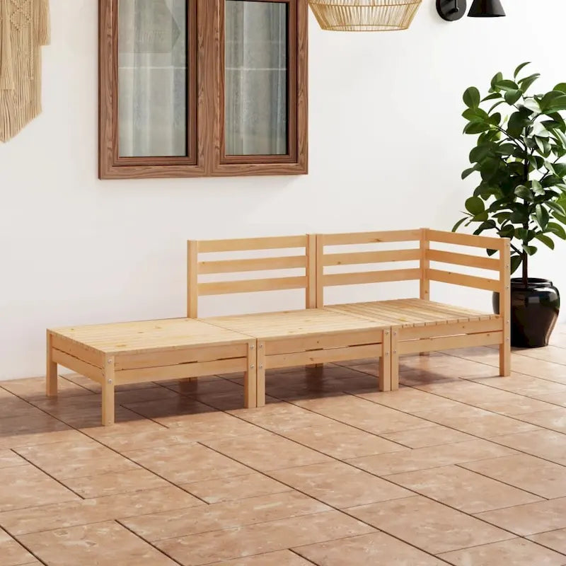 Ensemble de mobilier de patio vidaXL 3 pièces, canapé d'angle d'extérieur en pin massif