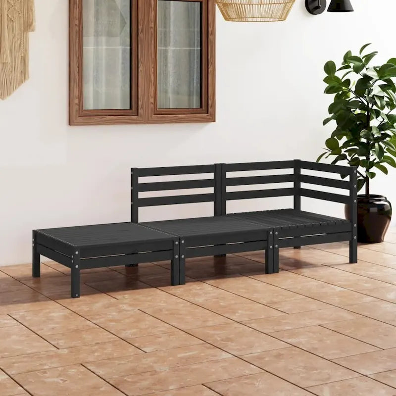 Ensemble de mobilier de patio vidaXL 3 pièces, canapé d'angle d'extérieur en pin massif
