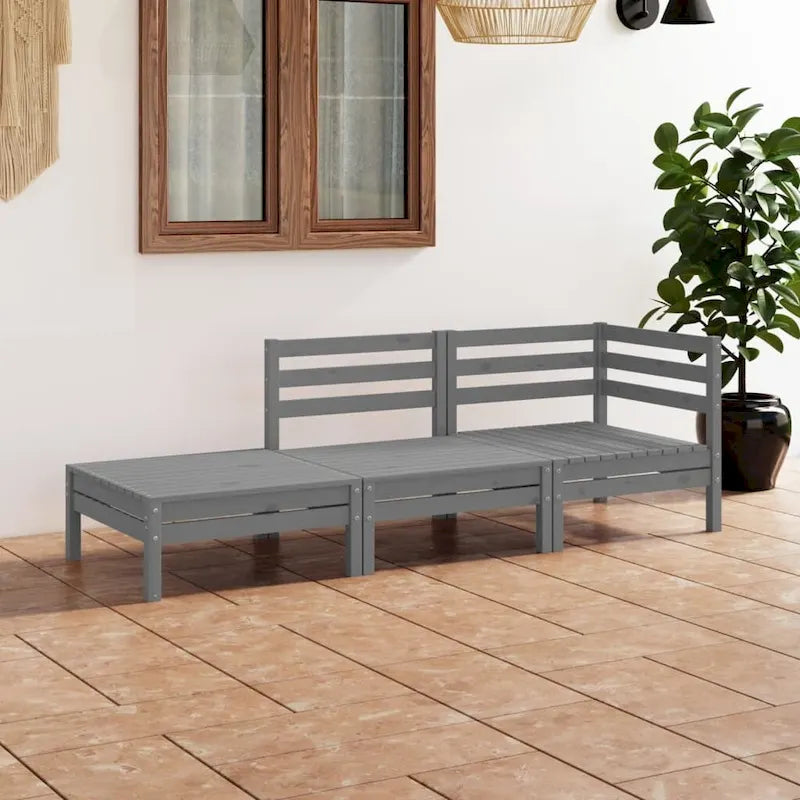 Ensemble de mobilier de patio vidaXL 3 pièces, canapé d'angle d'extérieur en pin massif