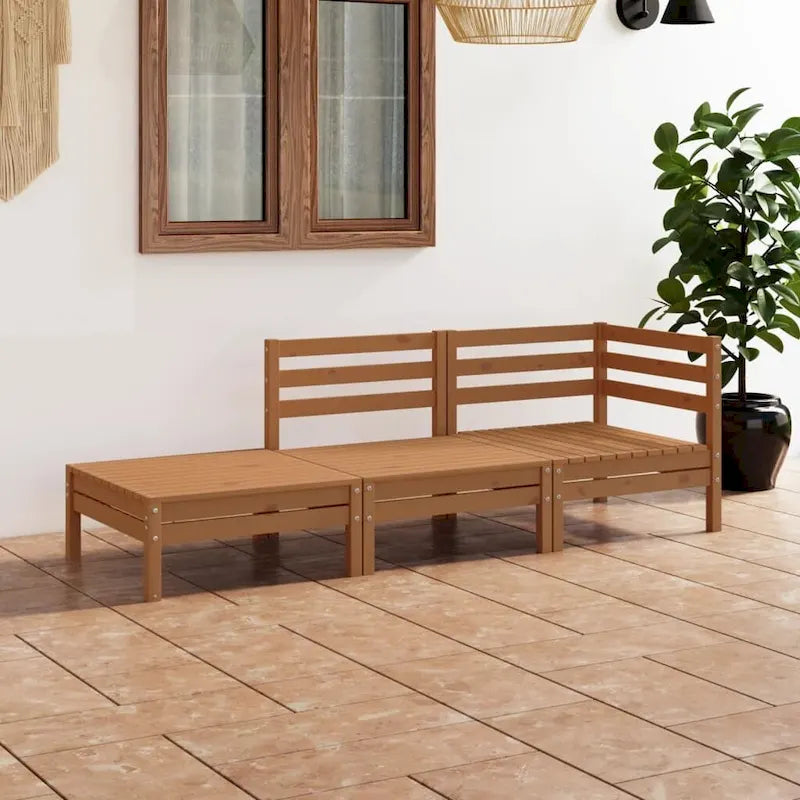 Ensemble de mobilier de patio vidaXL 3 pièces, canapé d'angle d'extérieur en pin massif