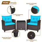 Ensemble de conversation 3 pièces en rotin pour patio Gymax avec table basse - Voir les détails