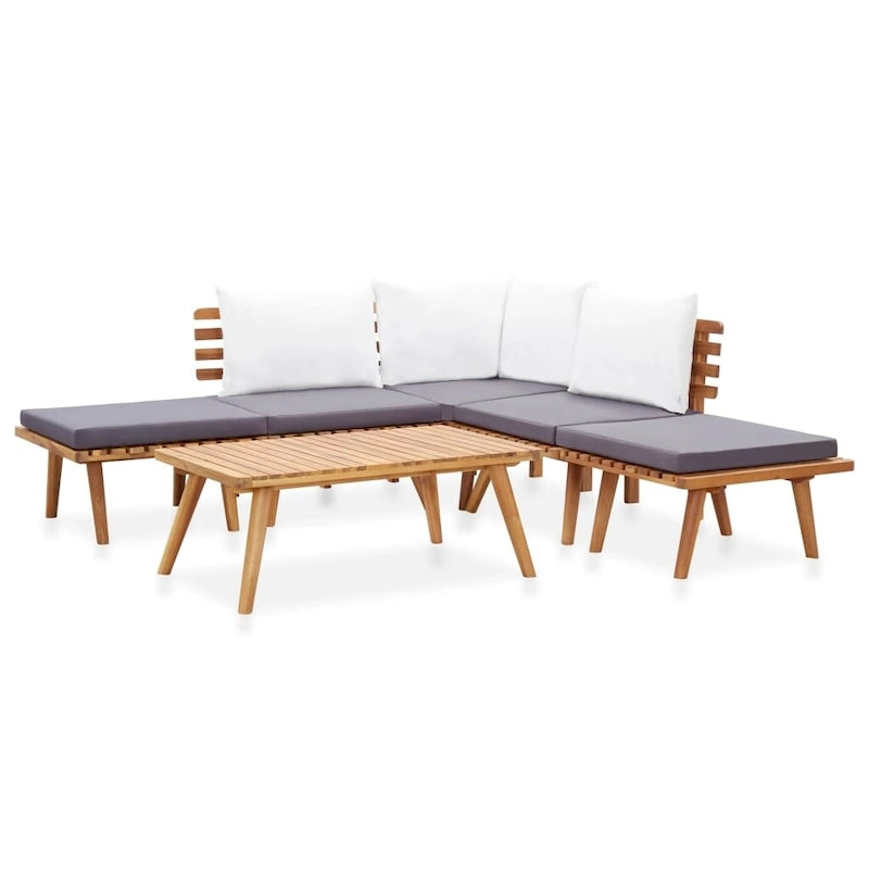 Ensemble de salon de jardin vidaXL, canapé d'angle et table en bois massif d'acacia - 23,6 x 25,6 x 25,6