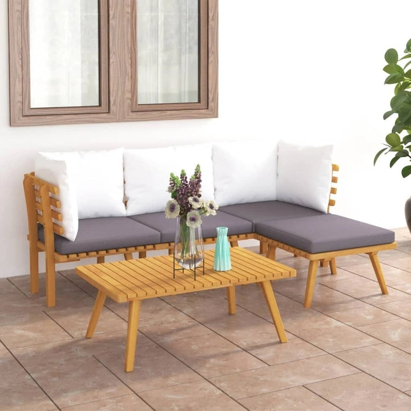 vidaXL Patio Lounge Set Outdoor Sectional Sofa Set Table Solid Wood Acacia - 23.6 x 25.6 x 25.6