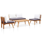 Ensemble de salon de jardin vidaXL, canapé d'angle et table en bois massif d'acacia - 23,6 x 25,6 x 25,6