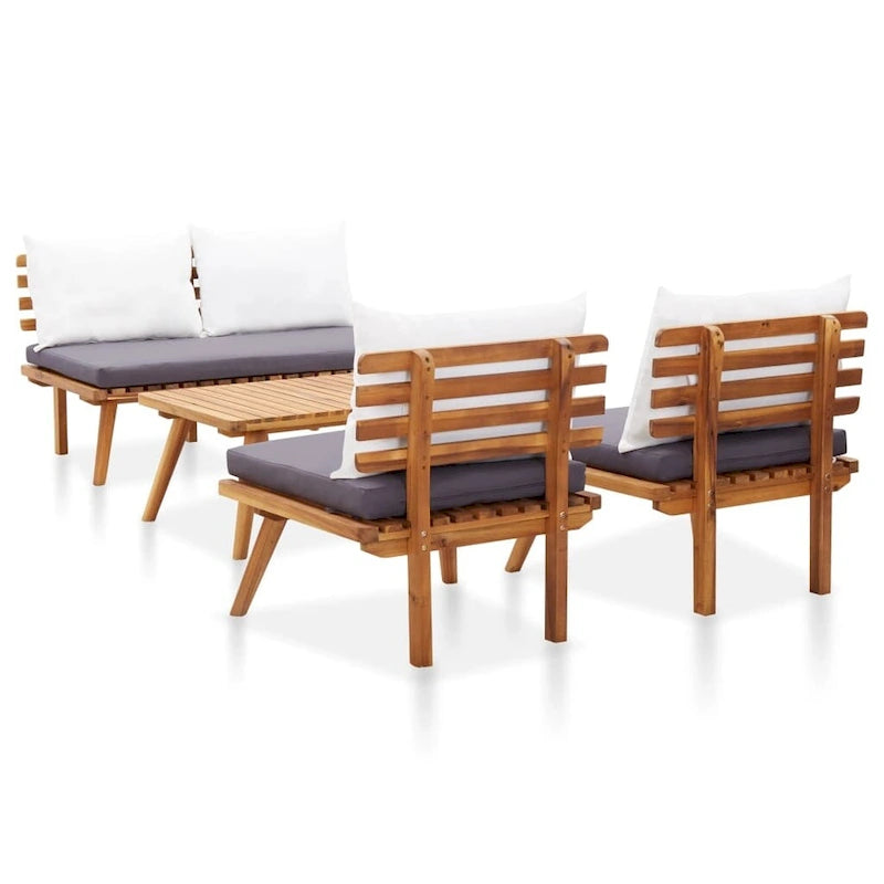 Ensemble de salon de jardin vidaXL, canapé d'angle et table en bois massif d'acacia - 23,6 x 25,6 x 25,6