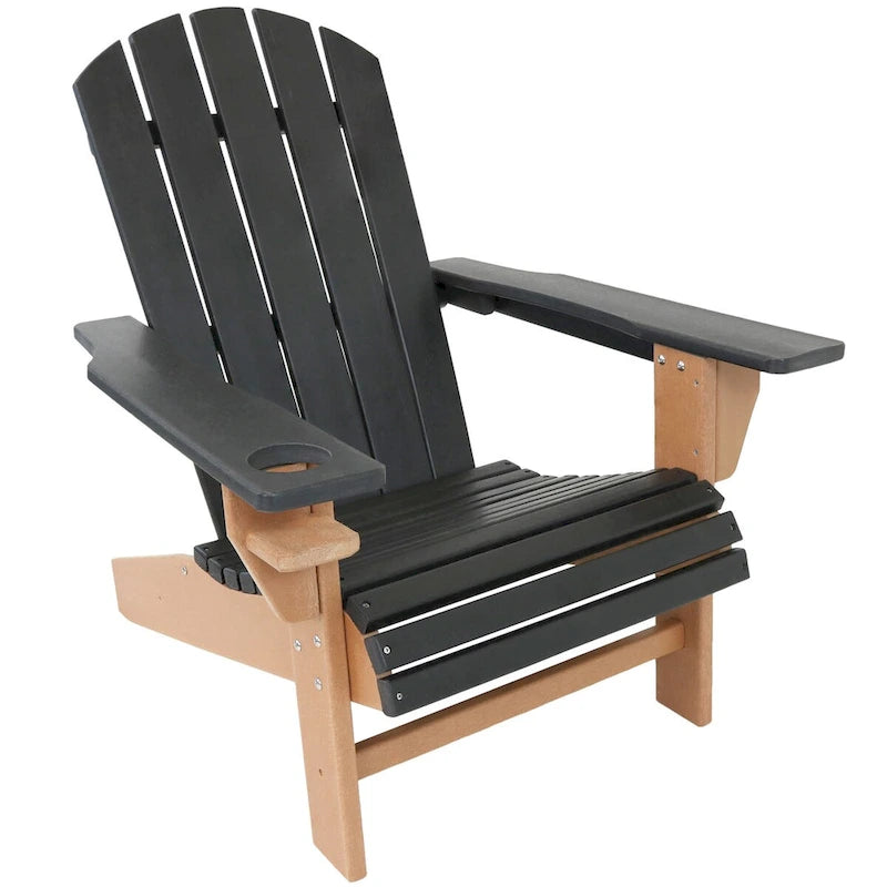 Chaise Adirondack d'extérieur Sunnydaze tout temps avec porte-gobelet