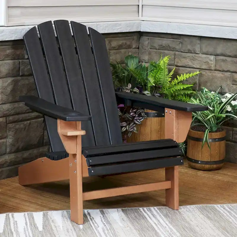 Chaise Adirondack d'extérieur Sunnydaze tout temps avec porte-gobelet