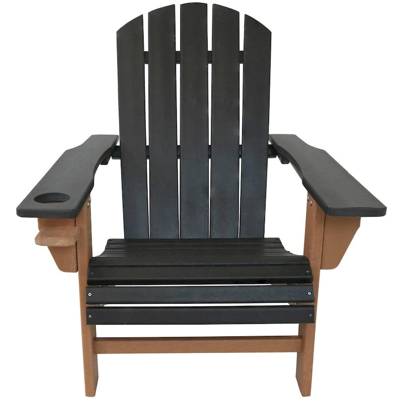 Chaise Adirondack d'extérieur Sunnydaze tout temps avec porte-gobelet