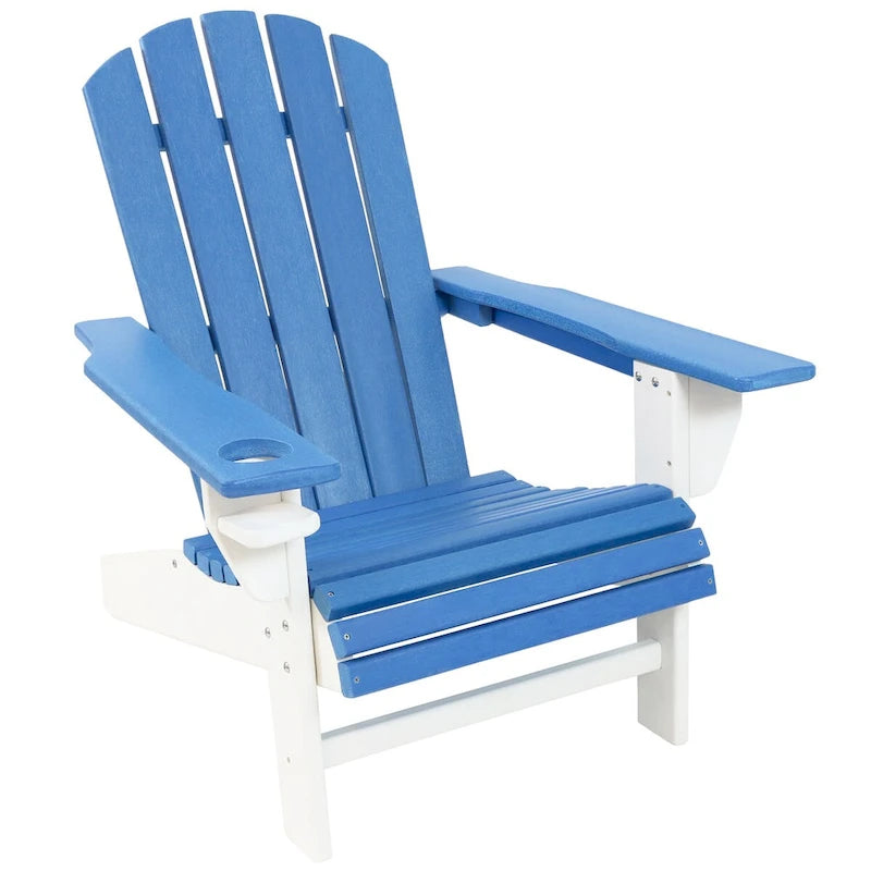 Chaise Adirondack d'extérieur Sunnydaze tout temps avec porte-gobelet