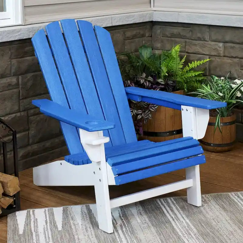 Chaise Adirondack d'extérieur Sunnydaze tout temps avec porte-gobelet