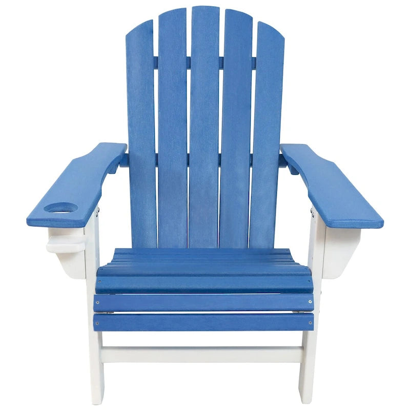 Chaise Adirondack d'extérieur Sunnydaze tout temps avec porte-gobelet