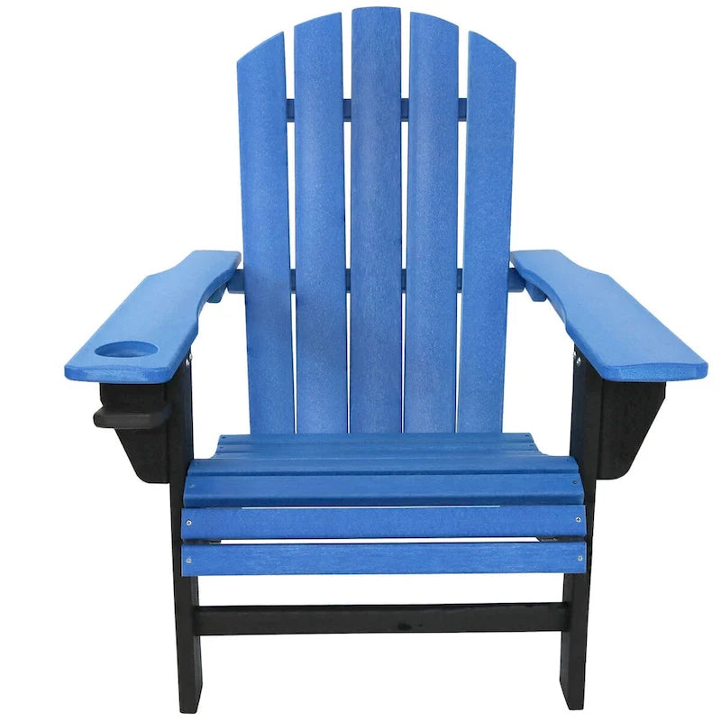 Chaise Adirondack d'extérieur Sunnydaze tout temps avec porte-gobelet