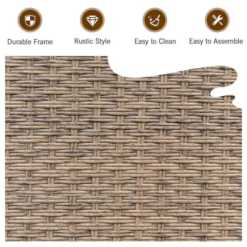 Ensemble de 3 meubles de patio en rotin avec coussin lavable pour jardin ou véranda - 29 x 27 x 28 (L x l x H)