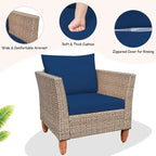 Ensemble de 3 meubles de patio en rotin avec coussin lavable pour jardin ou véranda - 29 x 27 x 28 (L x l x H)