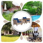 Ensemble de 3 meubles de patio en rotin avec coussin lavable pour jardin ou véranda - 29 x 27 x 28 (L x l x H)