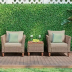 Ensemble de 3 meubles de patio en rotin avec coussin lavable pour jardin ou véranda - 29 x 27 x 28 (L x l x H)