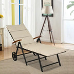 Chaise longue inclinable en rotin haut de gamme pour la détente en extérieur - 56,5~ 73 x 27,5 x 29,5~ 44 (L x l x H)