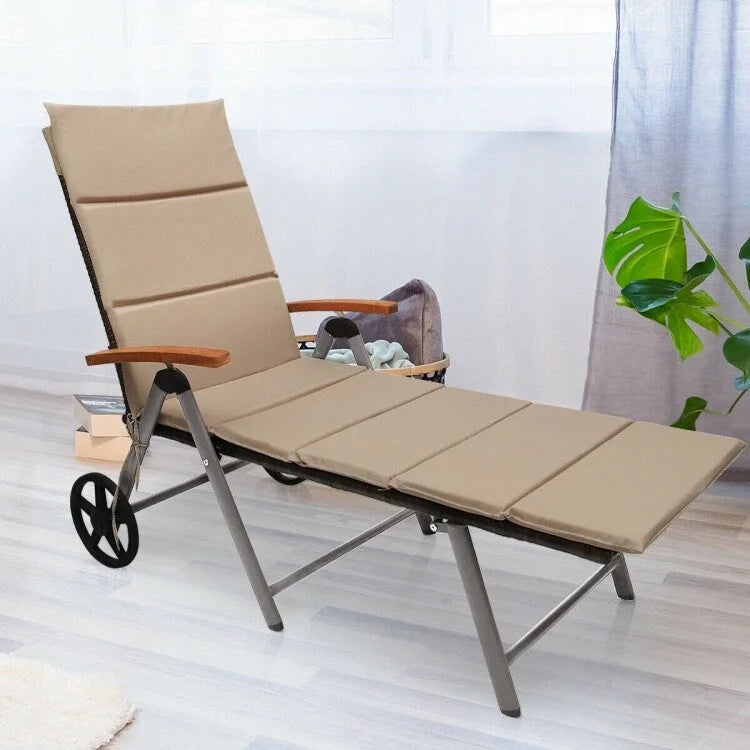 Chaise longue inclinable en rotin haut de gamme pour la détente en extérieur - 56,5~ 73 x 27,5 x 29,5~ 44 (L x l x H)