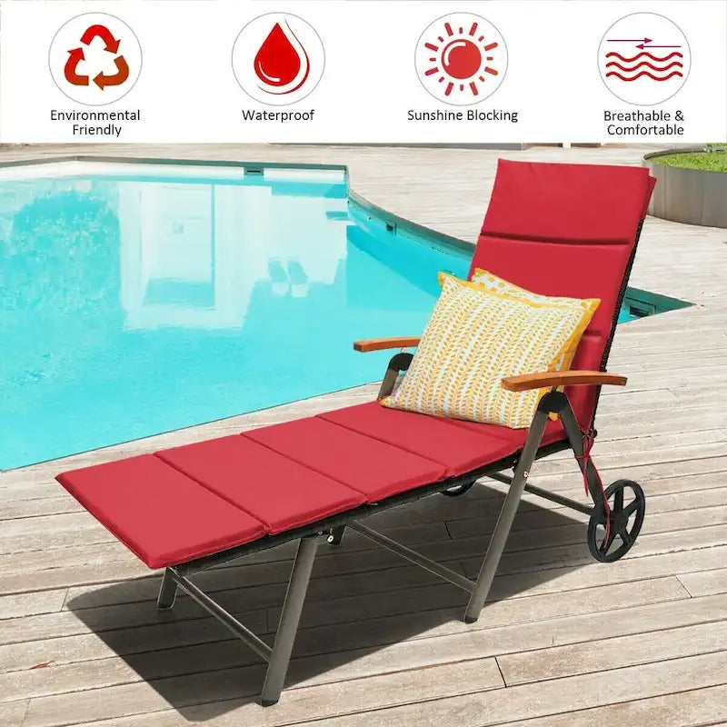 Chaise longue inclinable en rotin haut de gamme pour la détente en extérieur - 56,5~ 73 x 27,5 x 29,5~ 44 (L x l x H)