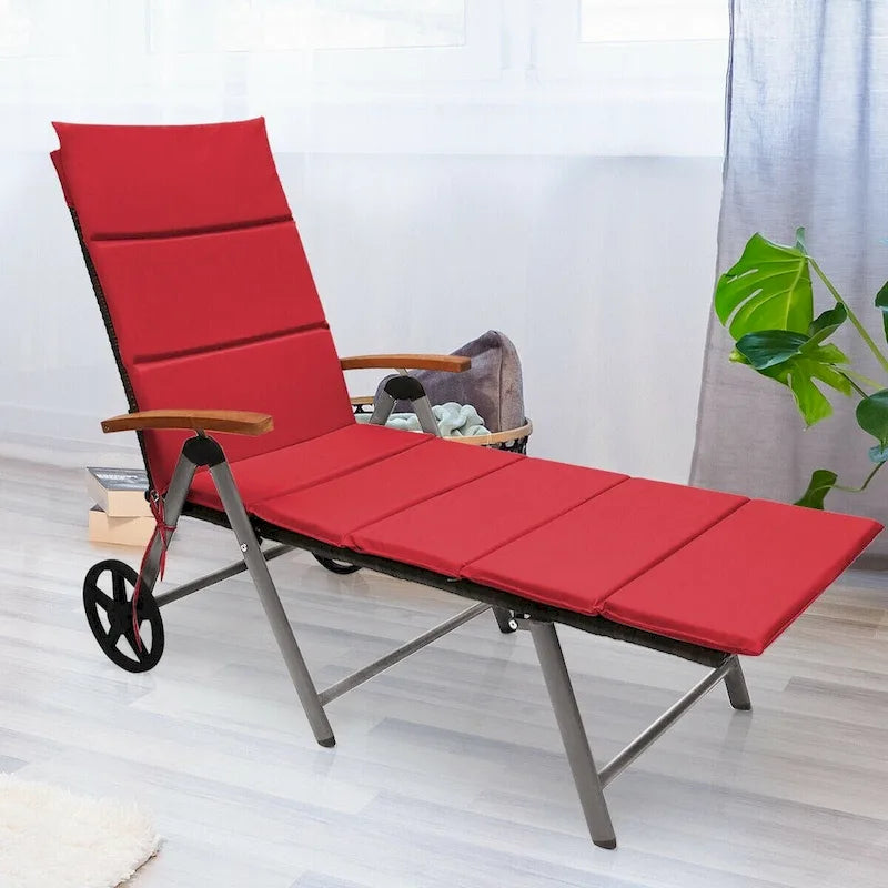 Chaise longue inclinable en rotin haut de gamme pour la détente en extérieur - 56,5~ 73 x 27,5 x 29,5~ 44 (L x l x H)