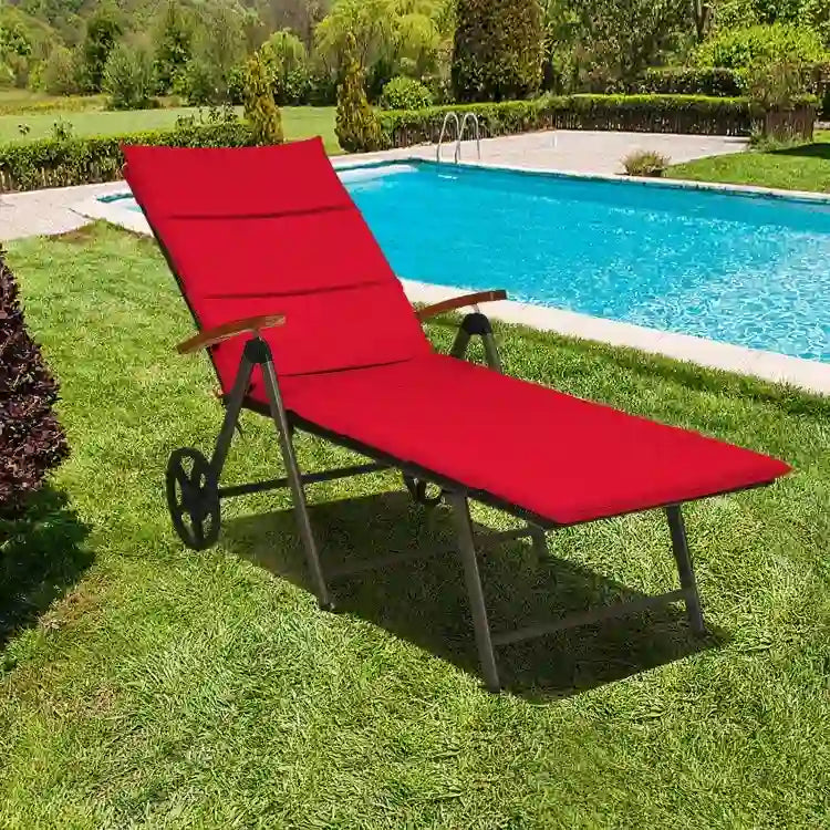 Chaise longue inclinable en rotin haut de gamme pour la détente en extérieur - 56,5~ 73 x 27,5 x 29,5~ 44 (L x l x H)
