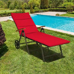 Chaise longue inclinable en rotin haut de gamme pour la détente en extérieur - 56,5~ 73 x 27,5 x 29,5~ 44 (L x l x H)