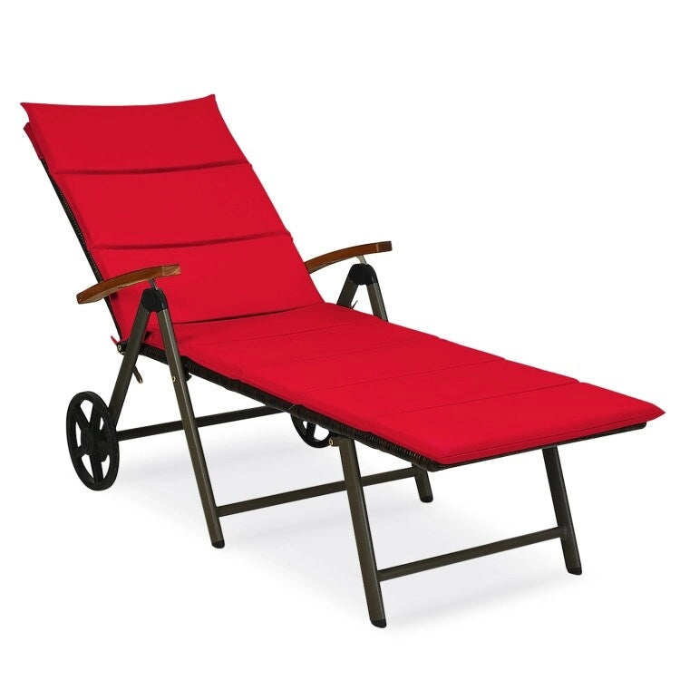Chaise longue inclinable en rotin haut de gamme pour la détente en extérieur - 56,5~ 73 x 27,5 x 29,5~ 44 (L x l x H)