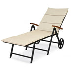 Chaise longue inclinable en rotin haut de gamme pour la détente en extérieur - 56,5~ 73 x 27,5 x 29,5~ 44 (L x l x H)