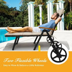 Chaise longue inclinable en rotin haut de gamme pour la détente en extérieur - 56,5~ 73 x 27,5 x 29,5~ 44 (L x l x H)