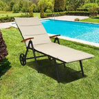 Chaise longue inclinable en rotin haut de gamme pour la détente en extérieur - 56,5~ 73 x 27,5 x 29,5~ 44 (L x l x H)