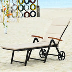 Chaise longue inclinable en rotin haut de gamme pour la détente en extérieur - 56,5~ 73 x 27,5 x 29,5~ 44 (L x l x H)