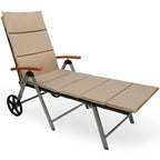 Chaise longue inclinable en rotin haut de gamme pour la détente en extérieur - 56,5~ 73 x 27,5 x 29,5~ 44 (L x l x H)