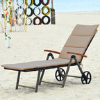 Chaise longue inclinable en rotin haut de gamme pour la détente en extérieur - 56,5~ 73 x 27,5 x 29,5~ 44 (L x l x H)