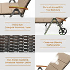 Chaise longue inclinable en rotin haut de gamme pour la détente en extérieur - 56,5~ 73 x 27,5 x 29,5~ 44 (L x l x H)