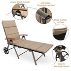 Chaise longue inclinable en rotin haut de gamme pour la détente en extérieur - 56,5~ 73 x 27,5 x 29,5~ 44 (L x l x H)