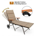 Chaise longue inclinable en rotin haut de gamme pour la détente en extérieur - 56,5~ 73 x 27,5 x 29,5~ 44 (L x l x H)
