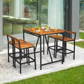 Ensemble table et tabourets de bar Costway 5 pièces en rotin avec plateau en bois d'acacia - Voir les détails