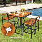 Ensemble table et tabourets de bar Costway 5 pièces en rotin avec plateau en bois d'acacia - Voir les détails