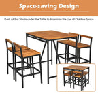Ensemble table et tabourets de bar Costway 5 pièces en rotin avec plateau en bois d'acacia - Voir les détails