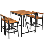 Ensemble table et tabourets de bar Costway 5 pièces en rotin avec plateau en bois d'acacia - Voir les détails