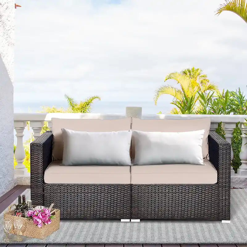 Ensemble de canapé d'angle en rotin Costway 4 pièces pour patio - Voir les détails